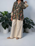 THE BOHO-CHIC Olive Botanical Muslin Linen Co-ord Set