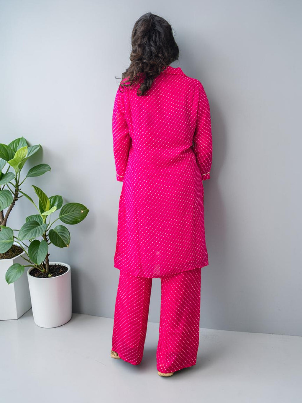 Premium Magenta Leheriya Georgette Co-Ord Set