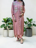 Dusty Rose Crepe Embellished Kaftan Co-Ord Set