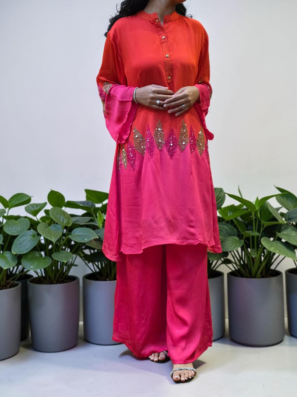 Premium Ombre Georgette Bead-Work Co-Ord Set