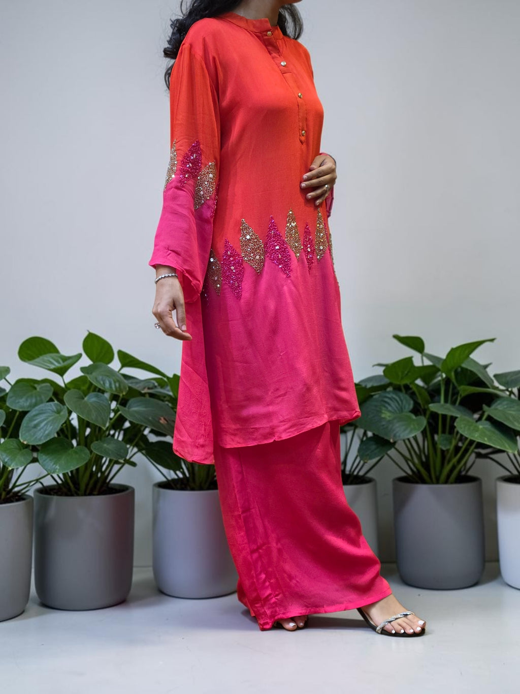 Premium Ombre Georgette Bead-Work Co-Ord Set