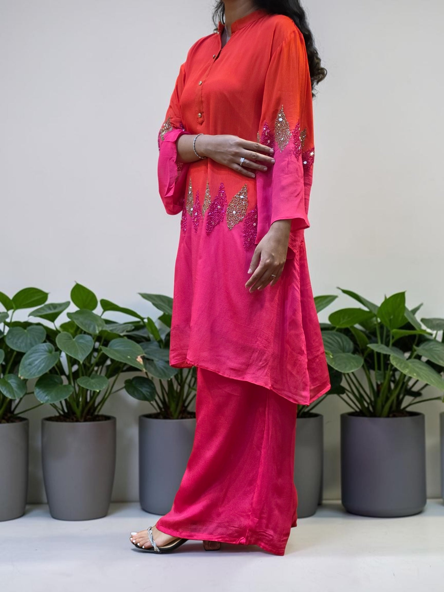Premium Ombre Georgette Bead-Work Co-Ord Set