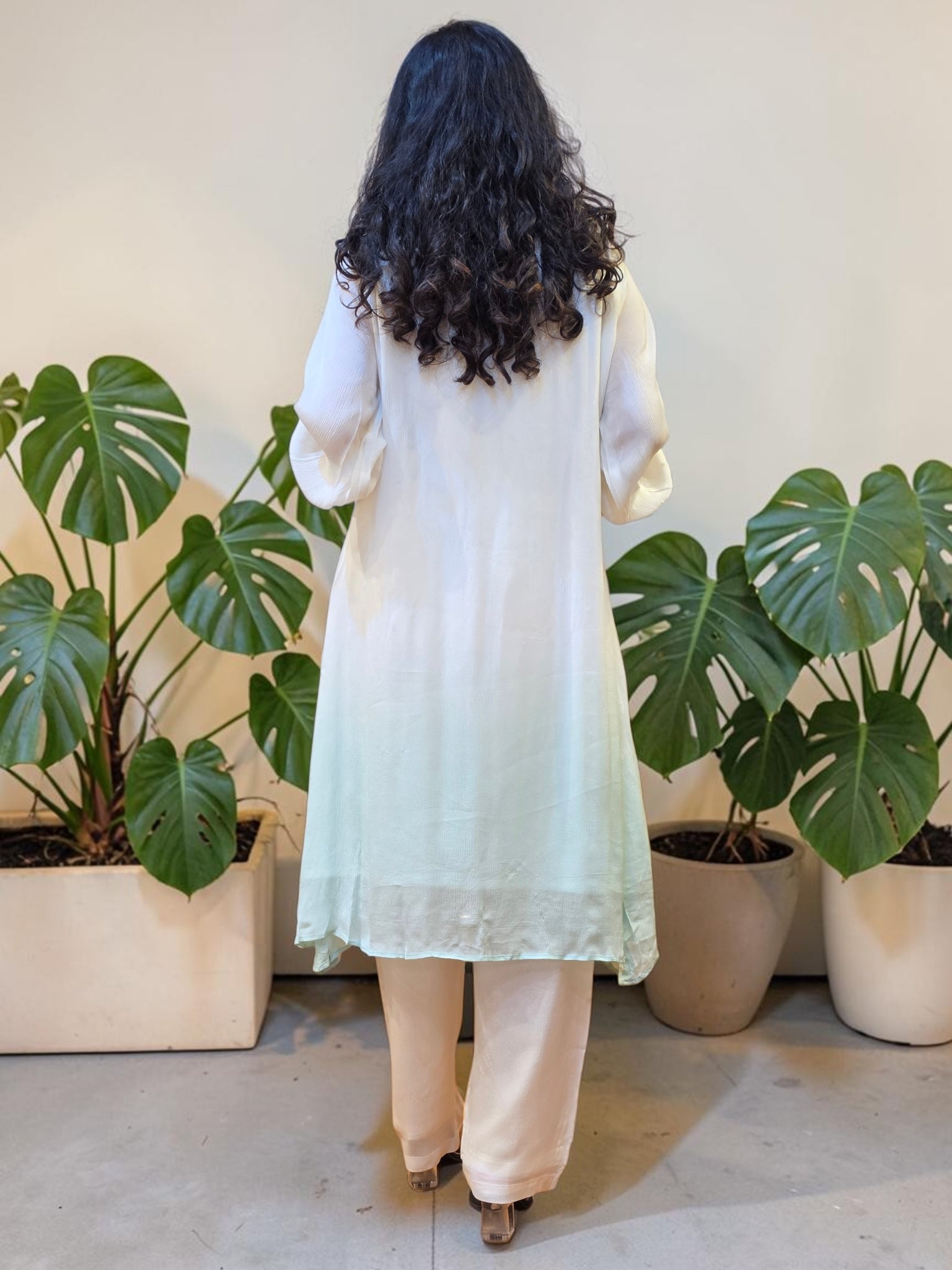 Ethereal Ivory & Mint Ombre Embellished Co-Ord Set