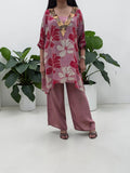 Mauve Floral Crepe Tunic & Palazzo Set