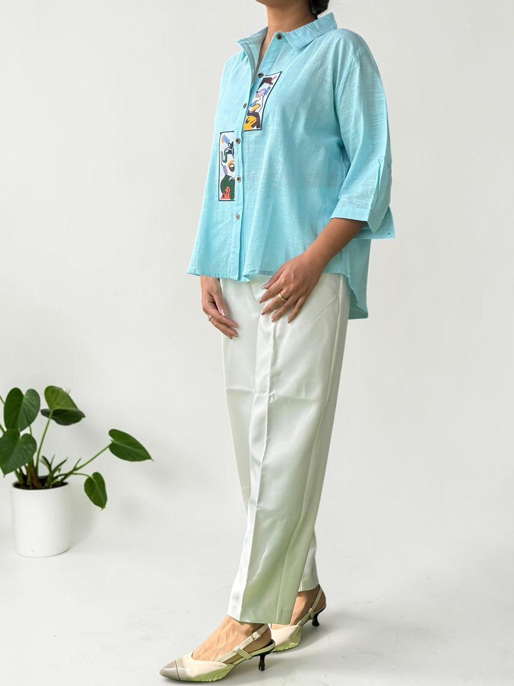 Sky Blue Linen Cotton Shirt