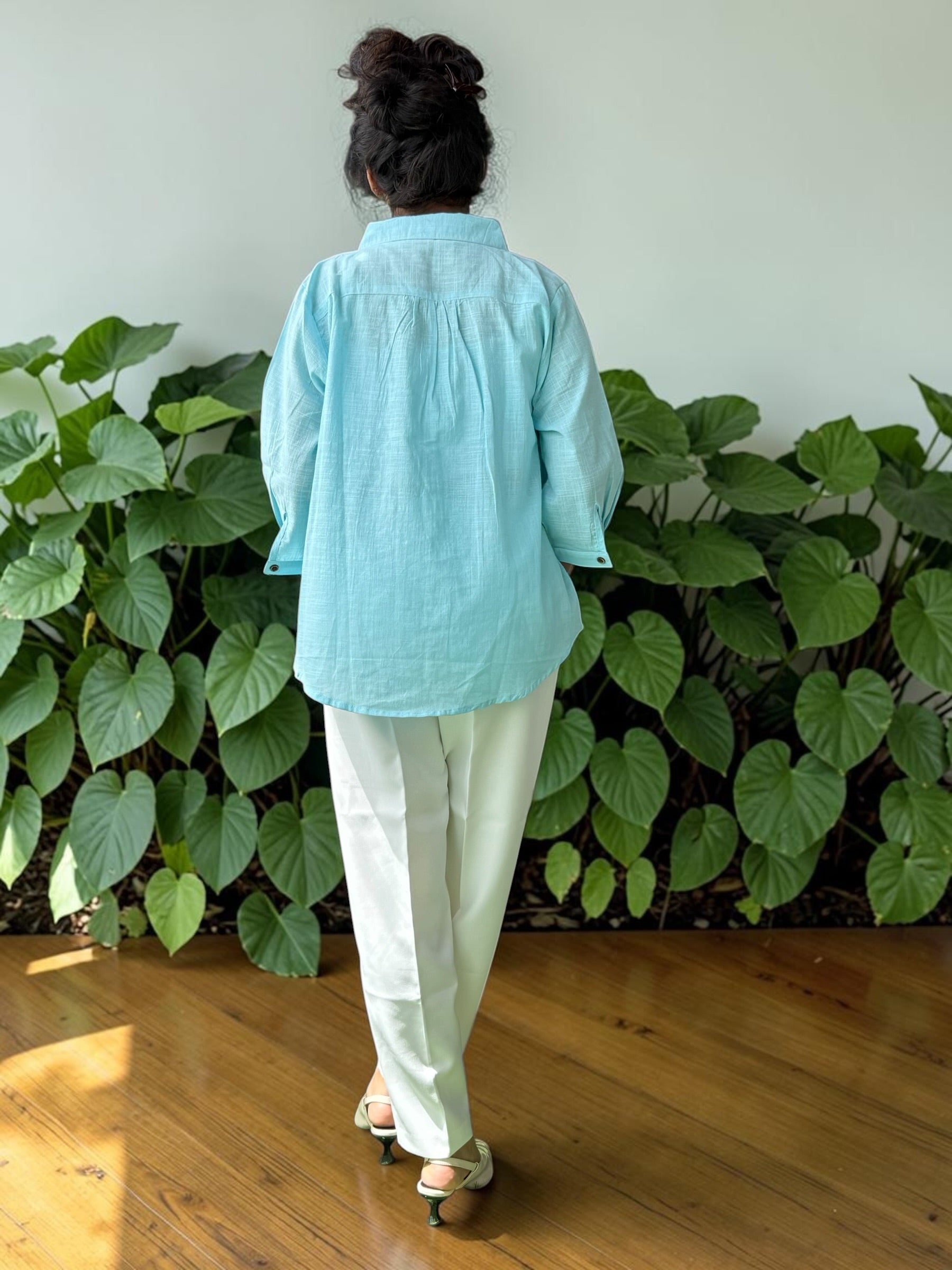Sky Blue Linen Cotton Shirt