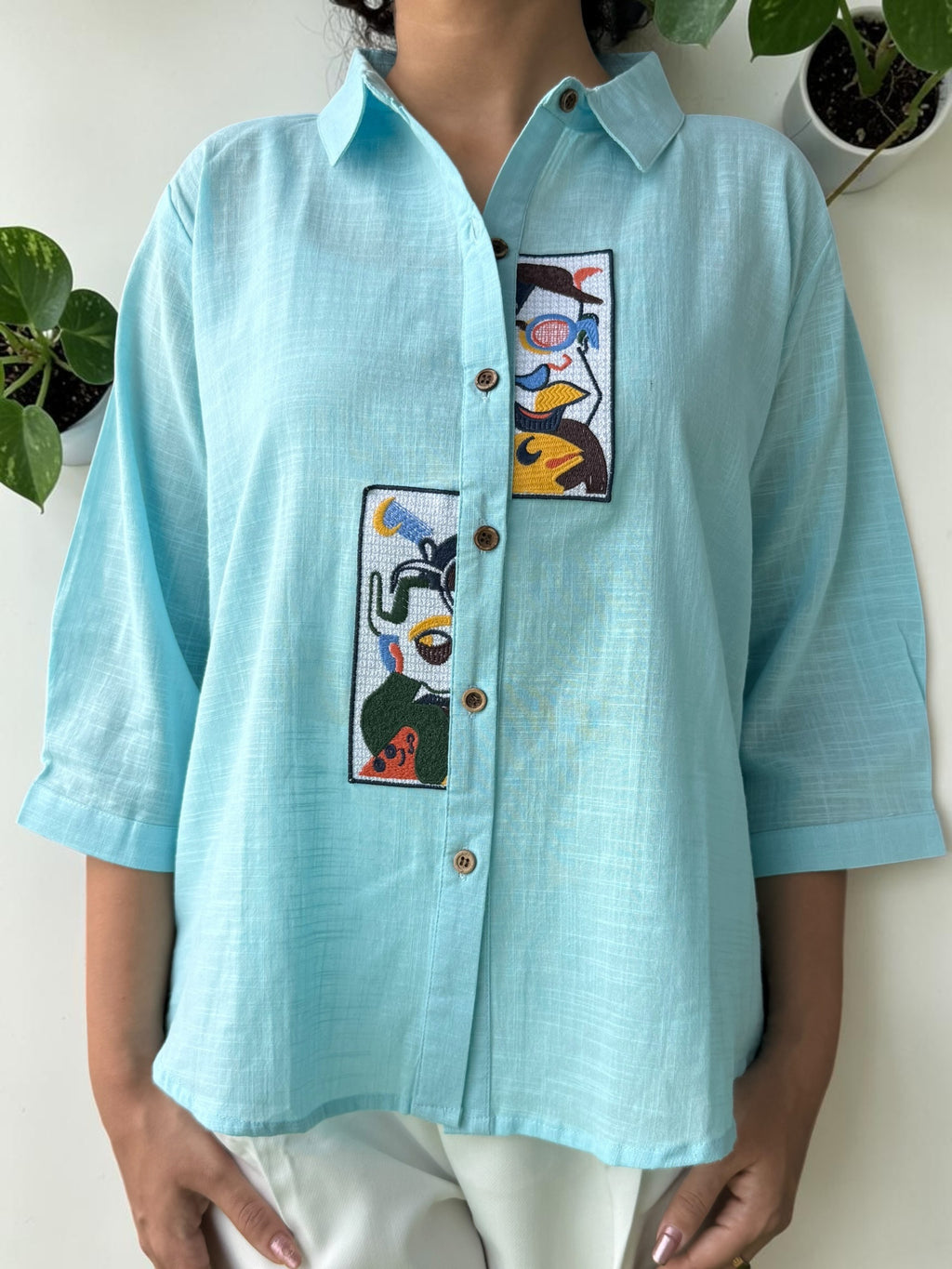 Sky Blue Linen Cotton Shirt