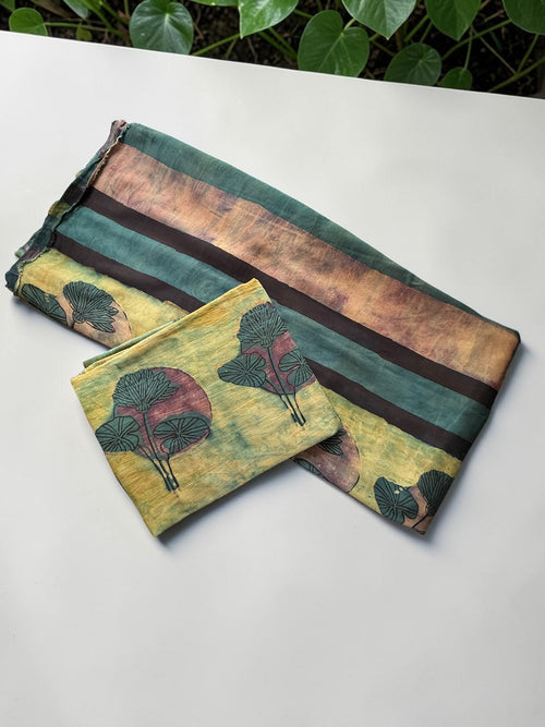 Earthy Botanical Ajrakh Modal Silk Suit Set