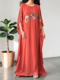 Terracotta Hand-Beaded Georgette Kaftan Gown