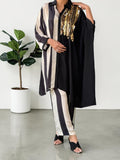 Monochrome Crepe Kaftan Set
