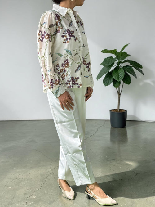 Cotton Embroidered Floral Shirt