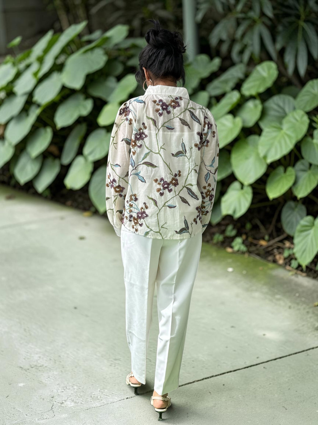 Cotton Embroidered Floral Shirt (FREE SIZE- CAN FIT TO S,M,L)