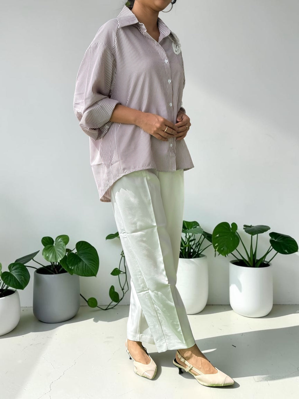 Pearl Blossom Striped Shirt