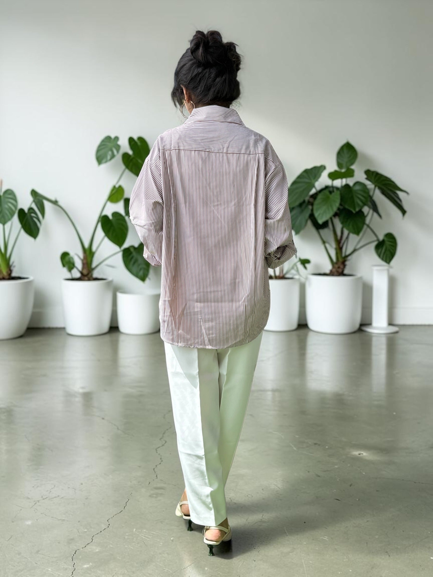 Pearl Blossom Striped Shirt