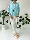 Sky Blue Linen Cotton Shirt
