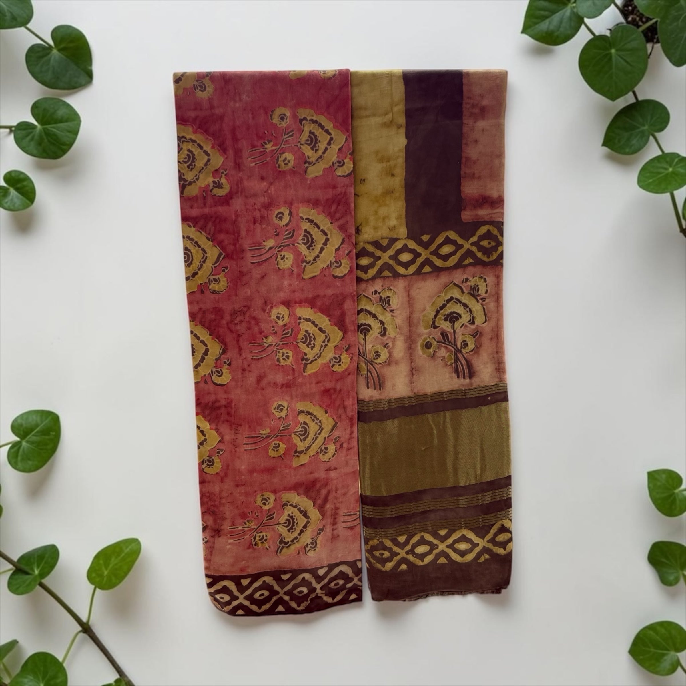 Unstitched Tissue Silk Suit Set With Lakdi Patta Border